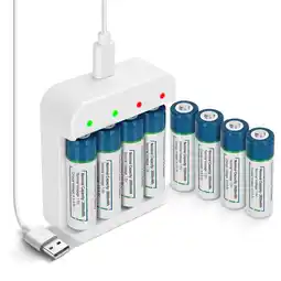Walmart AA Rechargeable Batteries 4 Packs,1.5V 2400mWh USB AA Lithium Batteries offer