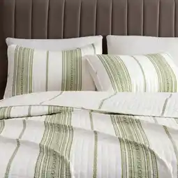Walmart Great Bay Home Farmhouse Stripe Microfiber Reversible Quilt Set With Shams (Twin, White / Navy) offer