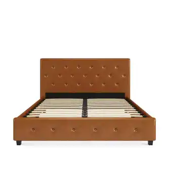Walmart DHP Dakota Upholstered Platform Bed, Queen, Camel Faux Leather offer