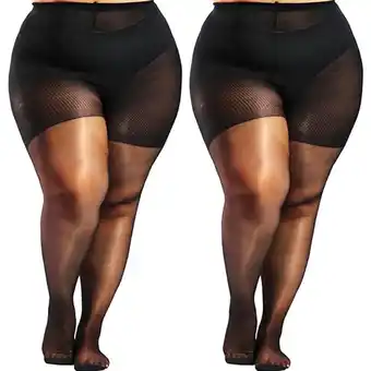 Walmart CaiDieNu Plus Size Pantyhose Women's Sheer Pantyhose Ultra-Thin Anti-Snag Tights, 2-Pack, Black L offer