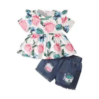 Walmart PatPat 2pcs Baby Girl Clothes Outfit Sets Floral Print Long Sleeve Top and Cotton Jeans, 3-6 Months offer