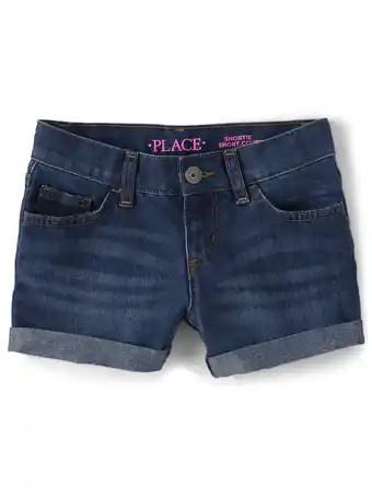 Walmart The Children's Place Girls Roll-Cuff Denim Short, Sizes 4-16 offer