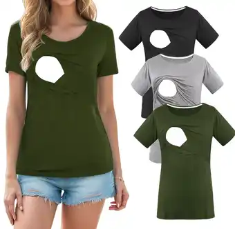 Walmart Smallshow Women's Maternity Nursing Tops Clothes Breastfeeding T-Shirts 3-Pack offer