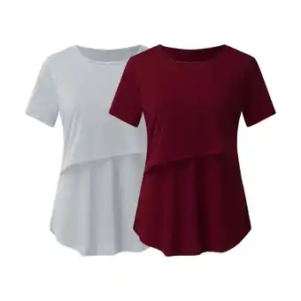 Walmart ameIAEA Women 2 Packs Nursing Shirts Short Sleeve Maternity Tops Double Layer Breastfeeding Tees offer