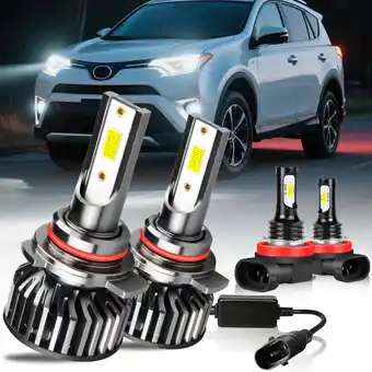 Walmart For Toyota Rav4 2016 2017 2018 Headlights,9012 LED High/Low Beam and H11 Fog light Bulbs,4pcs offer