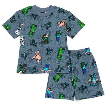 Walmart Minecraft Creeper Zombie Steve French Terry T-Shirt and Bike Shorts Outfit Set Little Kid to Big Kid offer