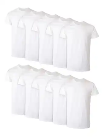 Walmart Hanes Men's Super Value Pack White Crew T-Shirt Undershirts, 10 Pack offer