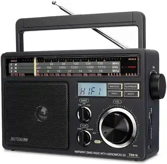 Walmart Retekess TR618 Portable Radio with USB, TF SD Player, High MP3 Function - AM/SW 3 Band Receiver offer