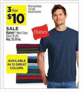 Dollar General Hanes Men's Tees offer