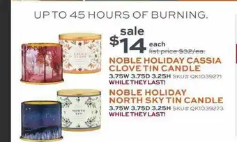 Noble Holiday Cassia Clove Tin Candle Noble Holiday North Sky Tin Candle