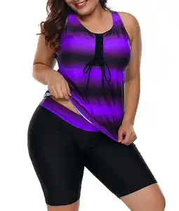 Walmart Women's Plus Size Rash Guard Capris Tankini Athletic Swimwear offer