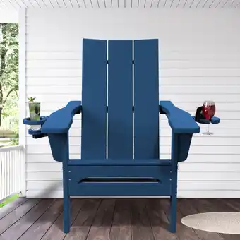 Walmart JUSTLET Outdoor Patio Chair, HDPE Folding Adirondack Chair, Black offer