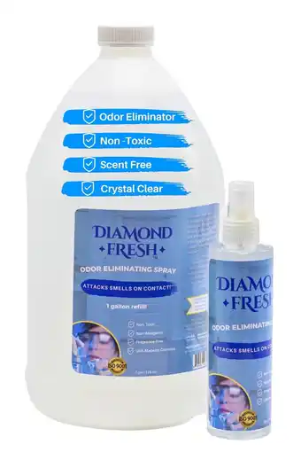 Walmart Diamond Fresh Deodorizing Odorless Spray Combo Pack with 1 Gal Refill, 128 fl oz, 2 Count, 2 Pack offer