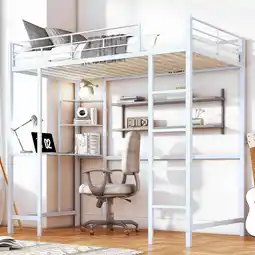 Walmart Zimtown Twin Loft Bed with Desk for Kids Teens, Metal Bunk Bed , Kids Bed for Bedroom, Black offer