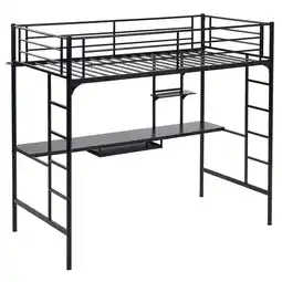 Walmart Zimtown Twin Loft Bed with Desk for Kids Teens, Metal Bunk Bed , Kids Bed for Bedroom, Black offer