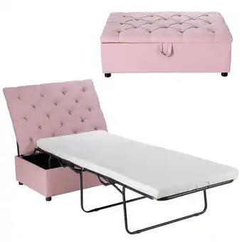 Walmart Costway Folding Ottoman Sleeper Bed with Mattress Convertible Guest Bed Pink offer