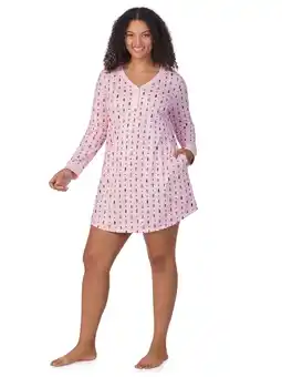 Walmart Aria Womens Even Cozier Jersey 34 Long Sleeve Henley Sleepshirt, Sizes XS-4X offer