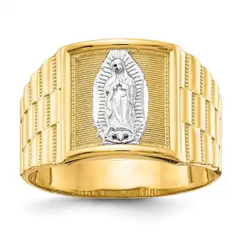 Walmart 10k Yellow Gold Polished and Rhodium Mens Our Lady Of Guadalupe Ring Size 10.00 - Ring for Men offer