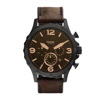 Walmart Fossil Men's Nate Chronograph Brown Leather Band Watch offer
