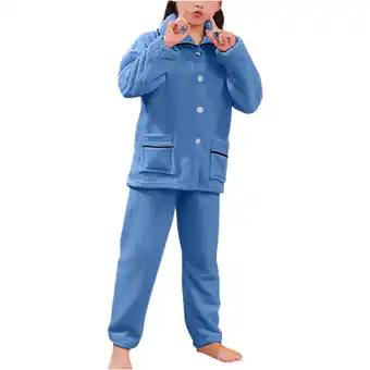 Walmart ShomPort Boys Girls Winter Solid Color Loungewear Long Sleeve Flannel Pajamas Set 2PCS offer