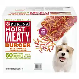 Walmart Purina Moist & Meaty Dog Food, Burger with Cheddar Cheese Flavor (6 oz., 60 ct.) offer