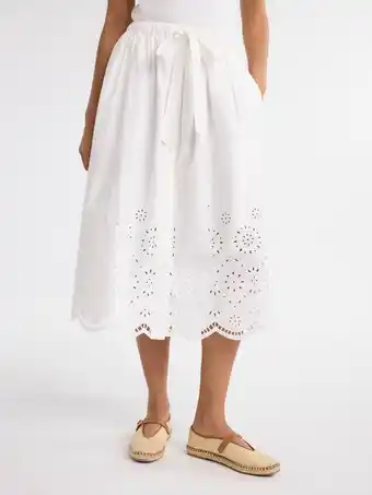Walmart Free Assembly Women's and Women's Plus Cotton Eyelet Midi Skirt, Sizes XS-4X offer