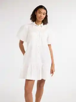 Walmart Free Assembly Women’s and Women's Plus Cotton Ruffle Mini Dress with Puff Sleeves, Sizes XS-4X offer