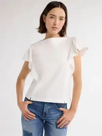 Walmart Free Assembly Women’s and Women's Plus Cotton Tee with Short Flutter Sleeves, Sizes XS-4X offer