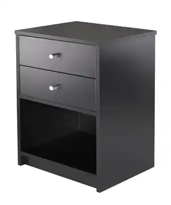 Walmart UBesGoo 2 Drawers Wooden Nightstand in Black Finish Bedside Table Bedroom offer