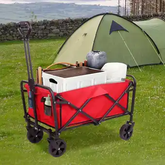 Walmart IHHIZLTT Collapsible Foldable Wagon Cart with Wheel for Grocery, Camping,Outdoor Garden, Red offer