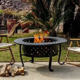 Walmart Outvue 36 inch Metal Fire Pit with 2 Grill and Lid for Outside, Garden offer