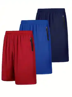 Walmart RPOVIG 3 Pack Men's Athletic Gym Shorts Basketball Hiking Pants Elastic Waistband with Zipper Pocket offer