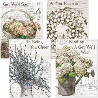 Walmart Current Farmhouse Get Well Greeting Cards - Set of 8 (4 Designs), Large 5 x 7 with Sentiments offer