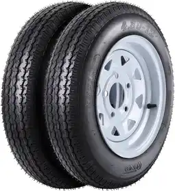 Walmart COZONY 2 Pack Trailer Tire, 6PR，4.80-12，12 Rims 5 Lug White Spoke Wheel, Load Range C,Rubber offer