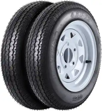 Walmart COZONY 2 Pack Trailer Tire, 6PR，4.80-12，12 Rims 5 Lug White Spoke Wheel, Load Range C,Rubber offer