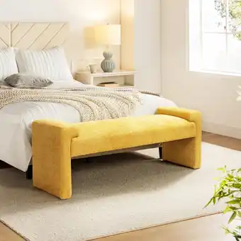 Walmart 14 Karat Home 58 Modern Bench Boucle Fabric End of Bedroom Entryway offer