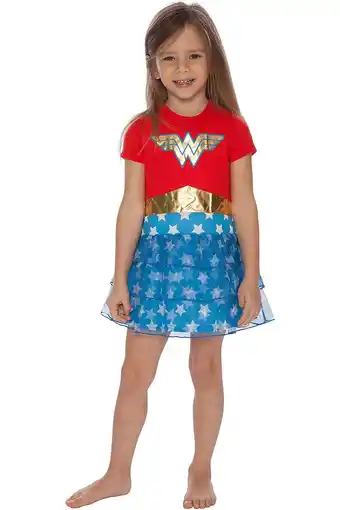 Walmart DC Comics Girls Toddler Wonder Woman Costume Logo Pajama Nightgown, Multi, 4T offer