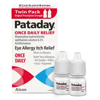 Walmart Pataday Once Daily Eye Allergy Itch Relief Eye Drops for Adults & Children 2+, 2.5 ml (Twin Pack) offer