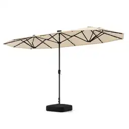 Walmart Costway 13ft Beige Rectangle Double-sided Patio Umbrella, Crank Lift offer