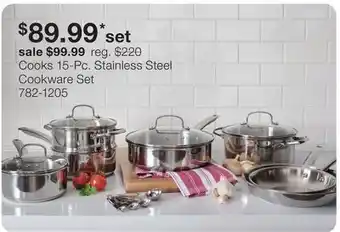 JC Penney Cooks 15-Pc. Stainless Steel Cookware Set offer