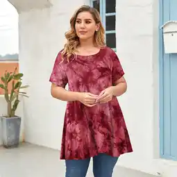 Walmart LARACE Plus Size Blouse for Women Short Sleeve Casual Shirt Tunic Tops Down Neck T-Shirt Loose Shirt offer