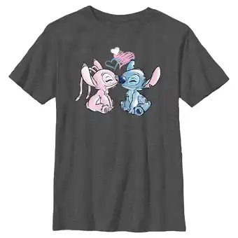 Walmart Boy's Lilo & Stitch With Angel Couple Graphic Tee Charcoal Heather Medium offer