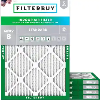 Walmart Filterbuy 25x32x1 MERV 8 Pleated HVAC AC Furnace Air Filters (5-Pack) offer