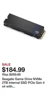 Game Stop Seagate Game Drive NVMe 2TB Internal SSD PCIe Gen 4 x4 with Heatsink for PlayStation 5 offer