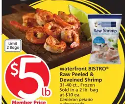 Albertsons waterfront BISTRO Raw Peeled & Deveined Shrimp offer