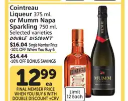 Albertsons Cointreau Liqueur 375 ml. or Mumm Napa Sparkling 750 ml offer