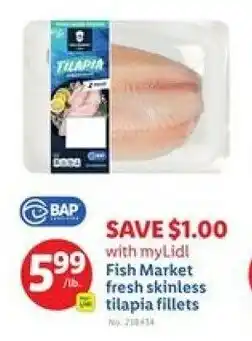 Lidl Fish Market fresh skinless tilapia fillets offer