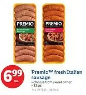 Lidl Premio fresh Italian sausage offer