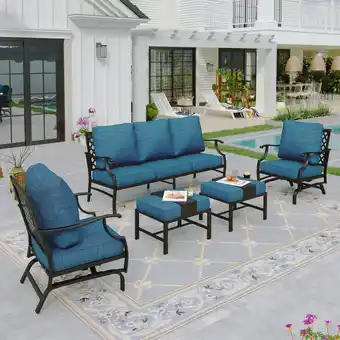 Walmart Sophia&William 7 Seat Patio Conversation Set Outdoor Sofa Furniture Set with Ottomans, Beige offer