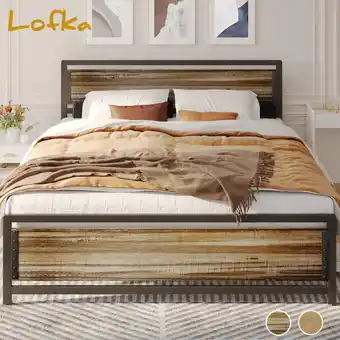 Walmart Lofka Queen Size Bed Frame with Upholstered Wing Back Headboard for Bedroom, Dark Gray Finish offer